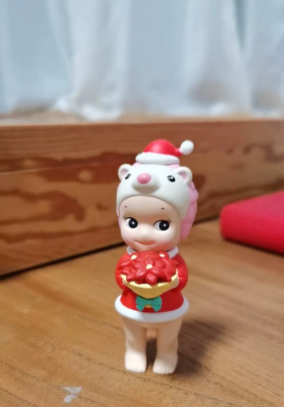 Circus lion, tent and Christmas poinsettias