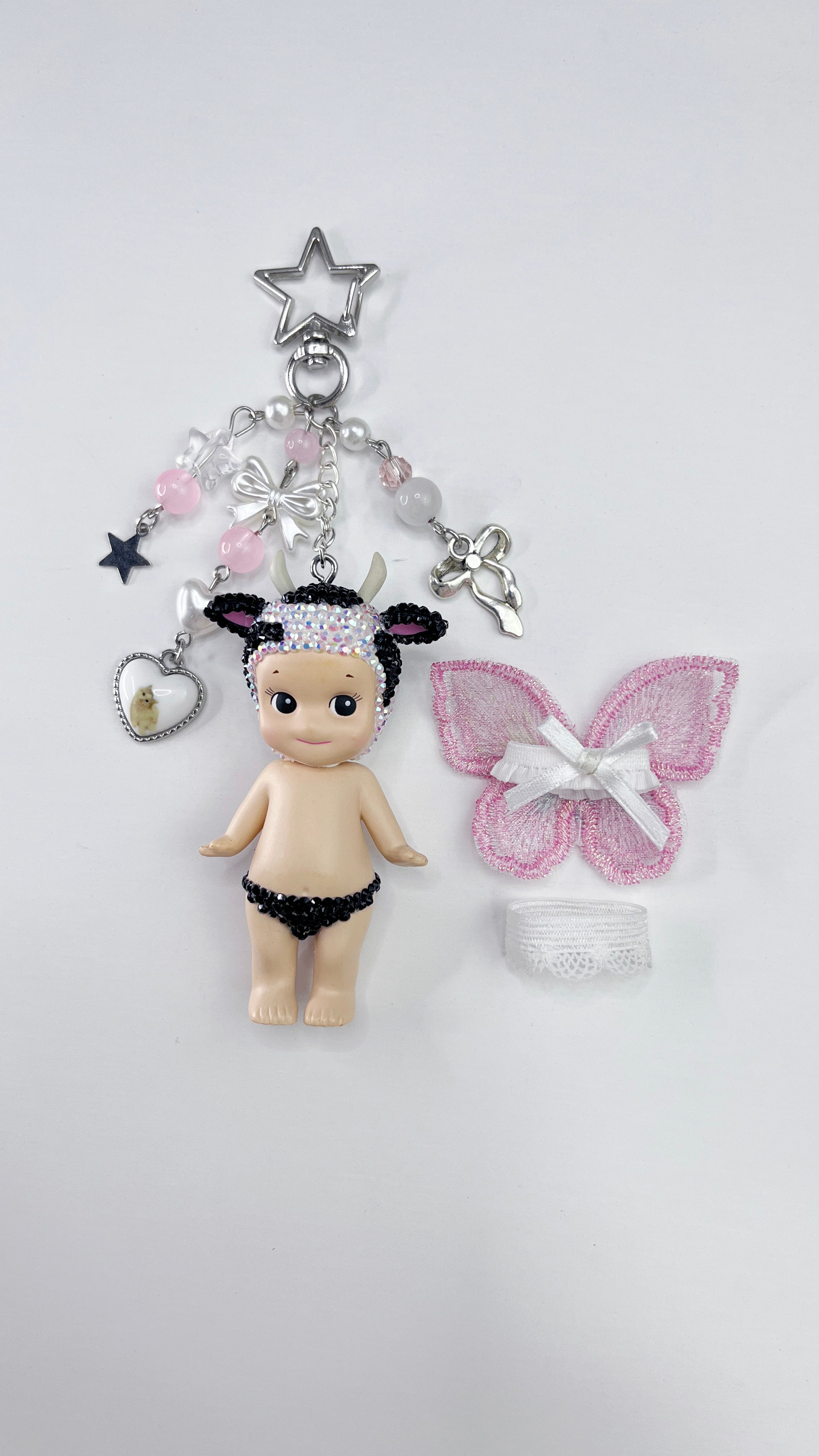Beddazzled Cow Vintage Sonny Angel Keychain